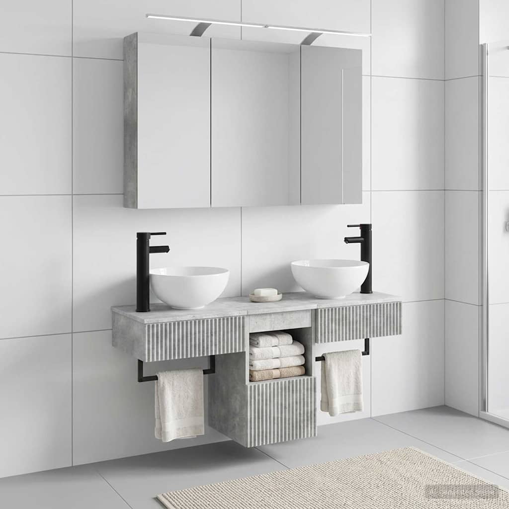 Bathroom Cabinet Set 4 pcs Concrete Grey Engineered Wood