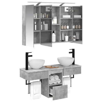 Bathroom Cabinet Set 4 pcs Concrete Grey Engineered Wood