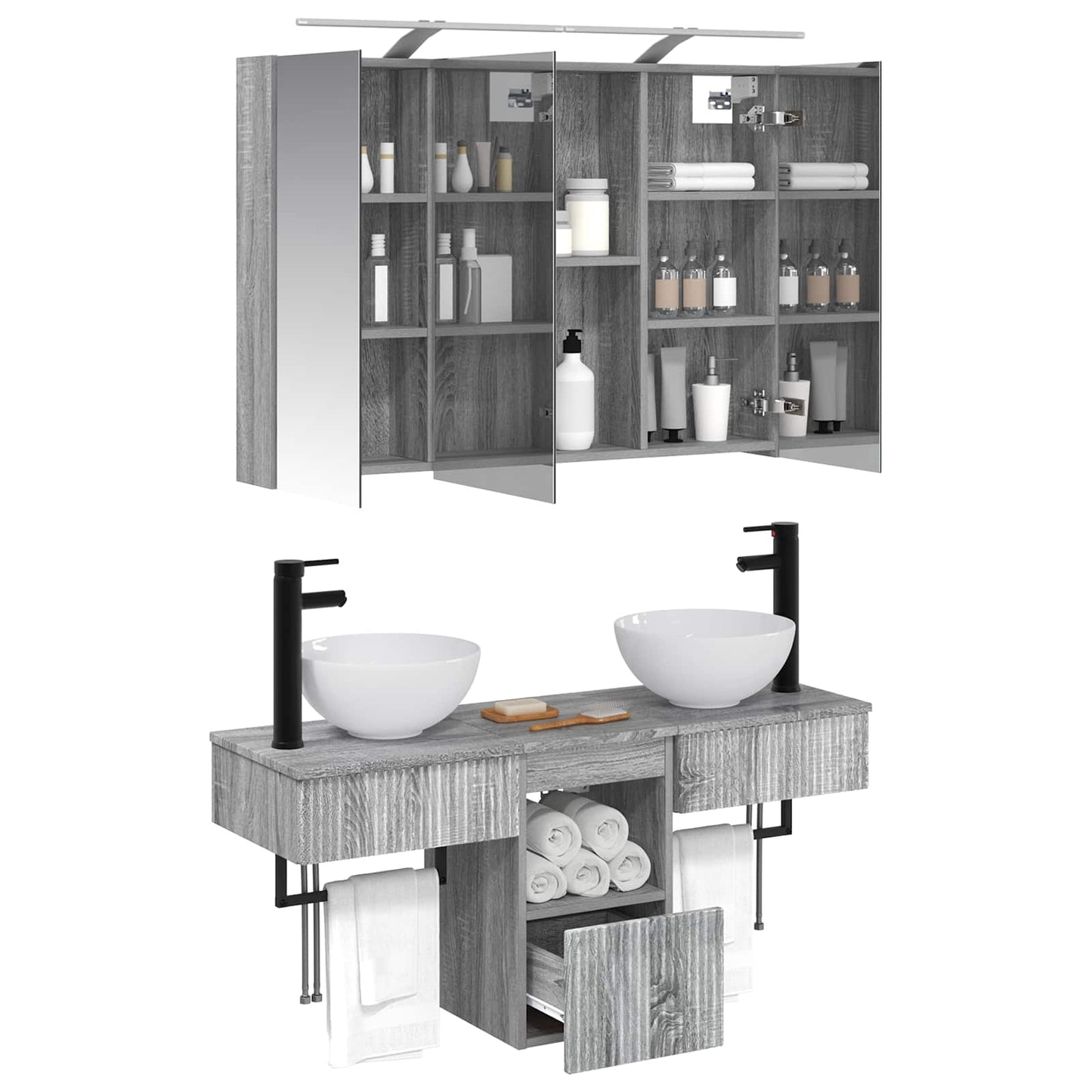 Bathroom Cabinet Set 4 pcs Grey Sonoma Engineered Wood