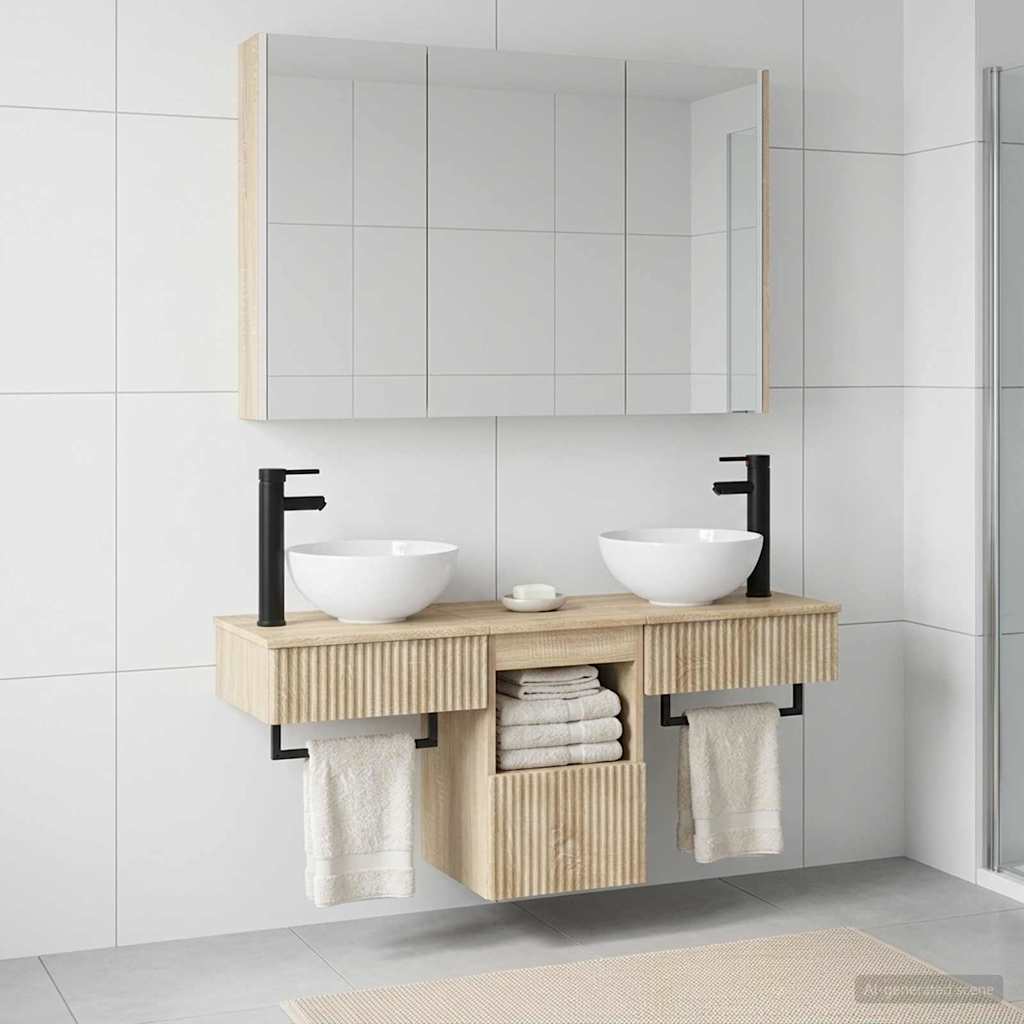 Bathroom Cabinet Set 4 pcs Sonoma Oak Engineered Wood