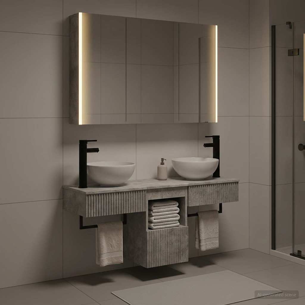 Bathroom Cabinet Set 4 pcs Concrete Grey Engineered Wood