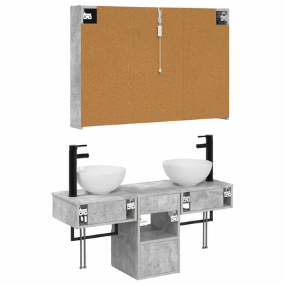 Bathroom Cabinet Set 4 pcs Concrete Grey 103.5 x 15.5 x 70 cm