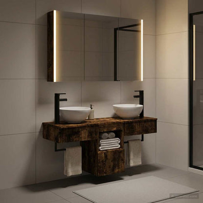 Bathroom Cabinet Set 4 pcs Smoked Oak Engineered Wood