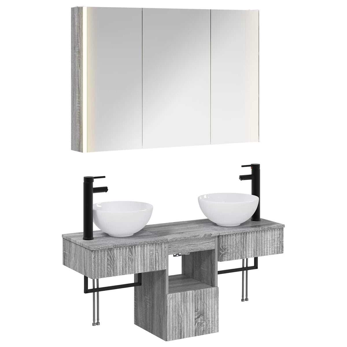 Bathroom Cabinet Set 4 pcs Grey Sonoma Engineered Wood