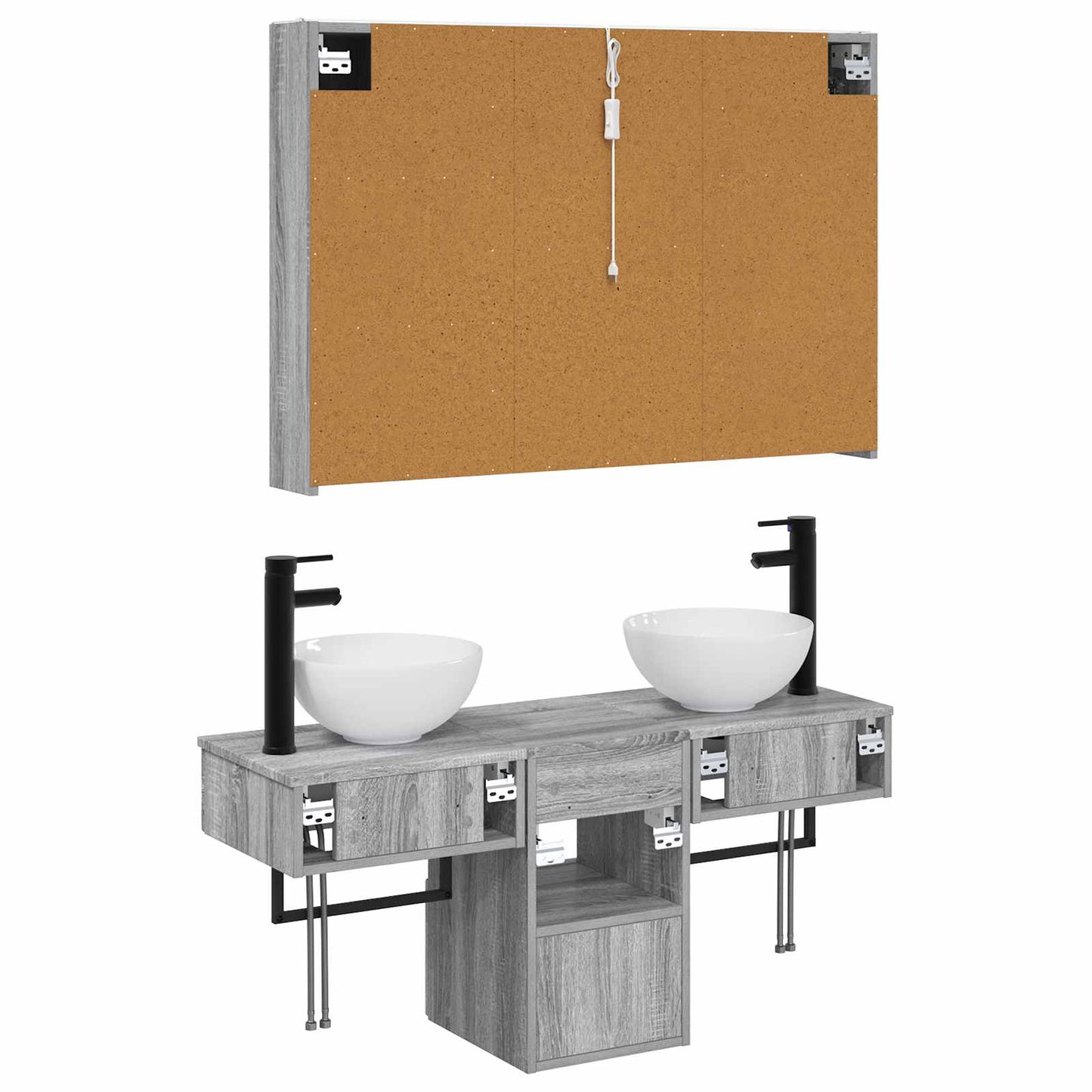 Bathroom Cabinet Set 4 pcs Grey Sonoma Engineered Wood