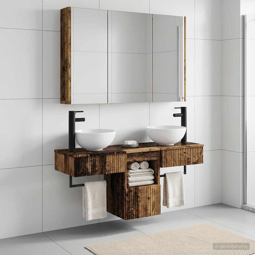 Bathroom Cabinet Set 4 pcs Old Wood Engineered Wood