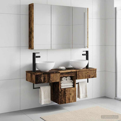 Bathroom Cabinet Set 4 pcs Old Wood Engineered Wood