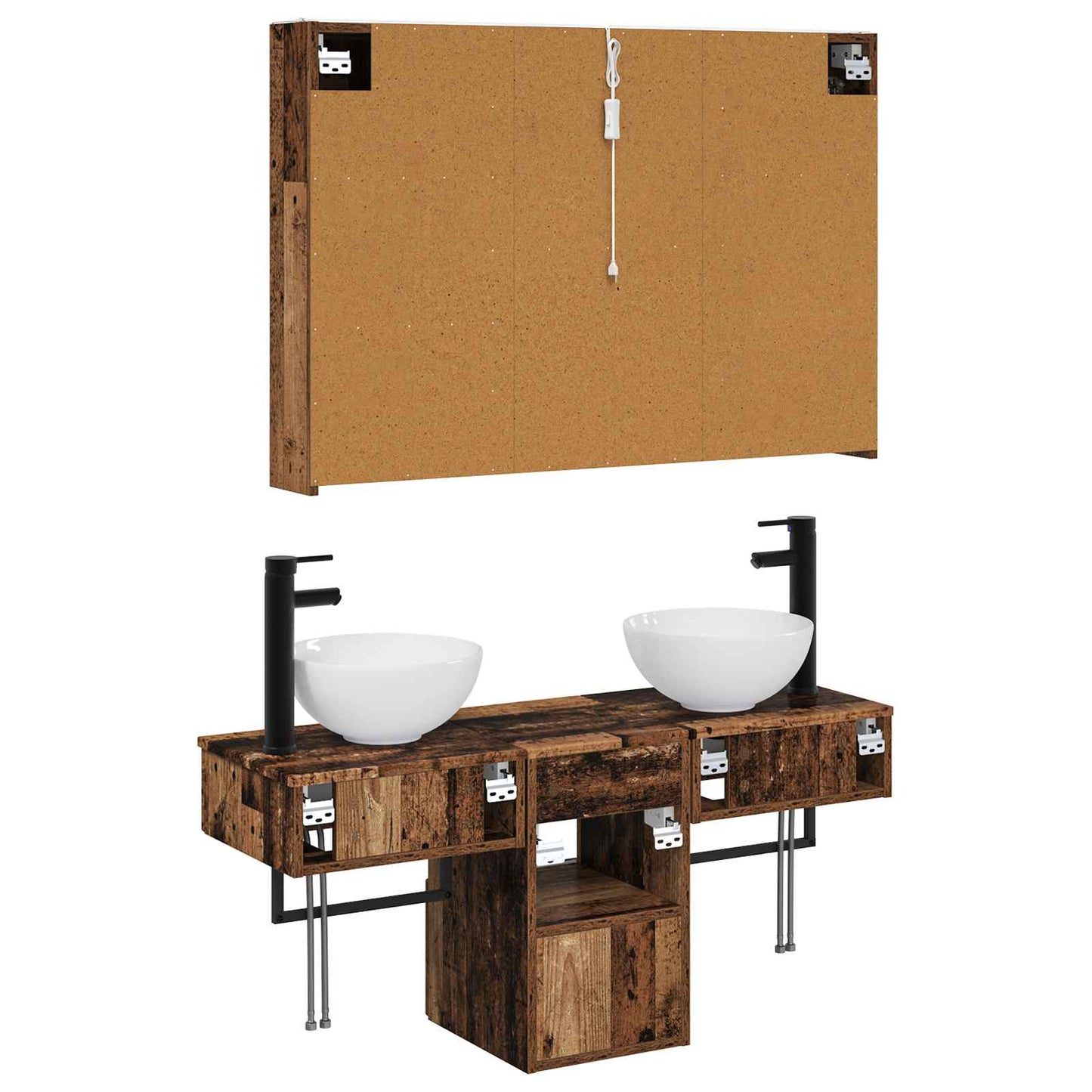 Bathroom Cabinet Set 4 pcs Old Wood 103.5 x 15.5 x 70 cm