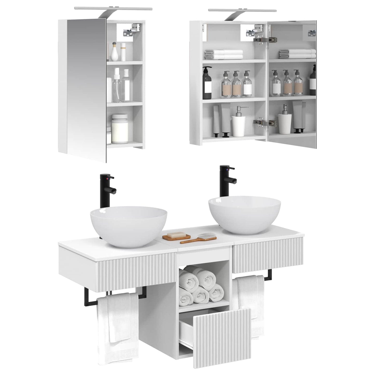 Bathroom Cabinet Set 5 pcs White 40 x 10.5 x 60.5 cm