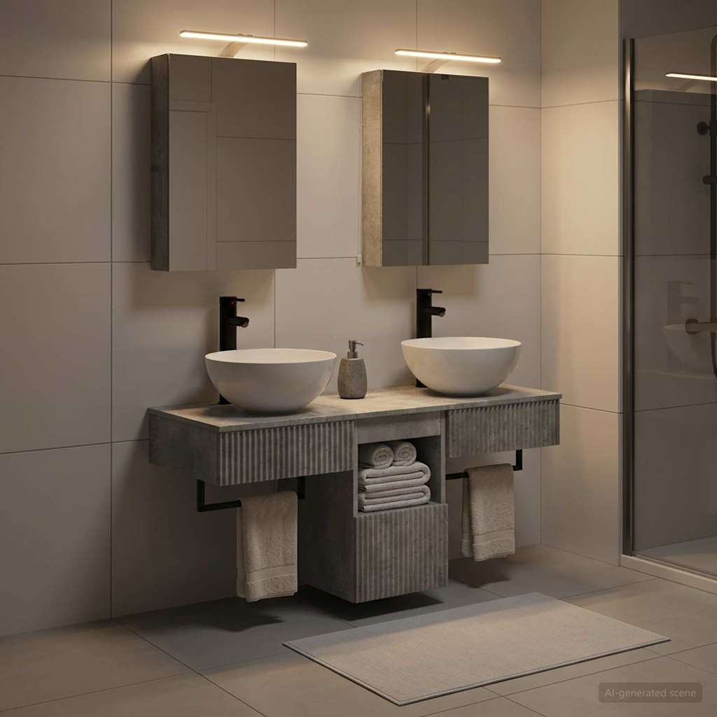 Bathroom Cabinet Set 5 pcs Concrete Grey Engineered Wood