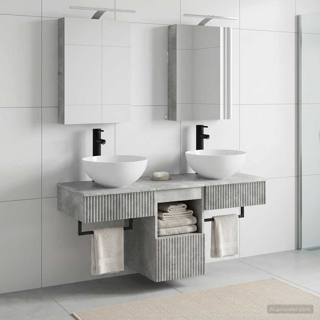 Bathroom Cabinet Set 5 pcs Concrete Grey Engineered Wood