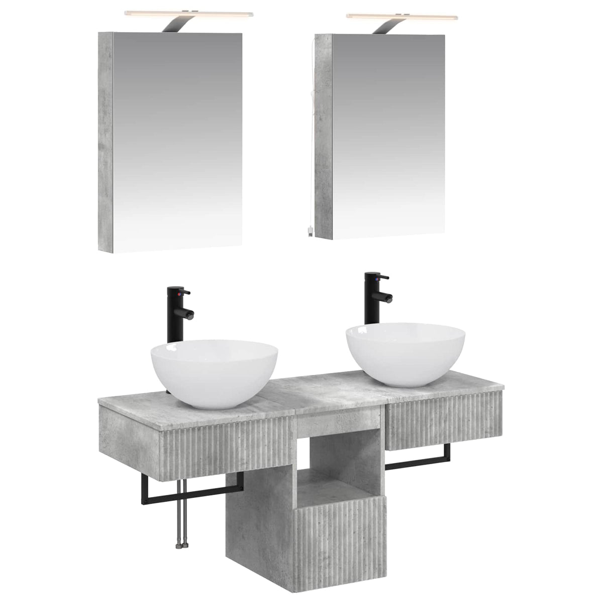 Bathroom Cabinet Set 5 pcs Concrete Grey Engineered Wood