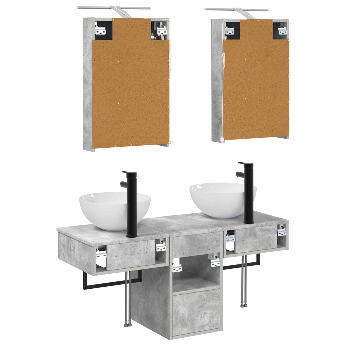 Bathroom Cabinet Set 5 pcs Concrete Grey Engineered Wood
