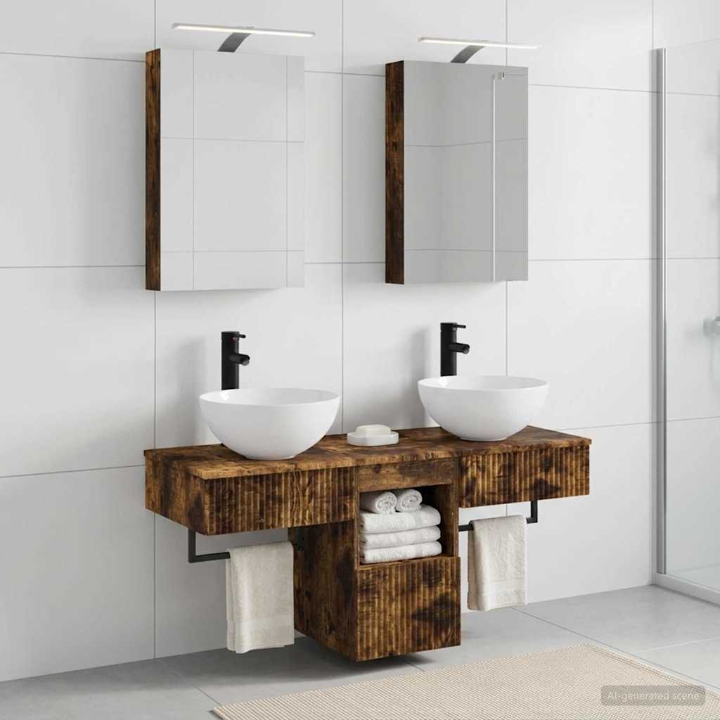 Bathroom Cabinet Set 5 pcs Smoked Oak Engineered Wood