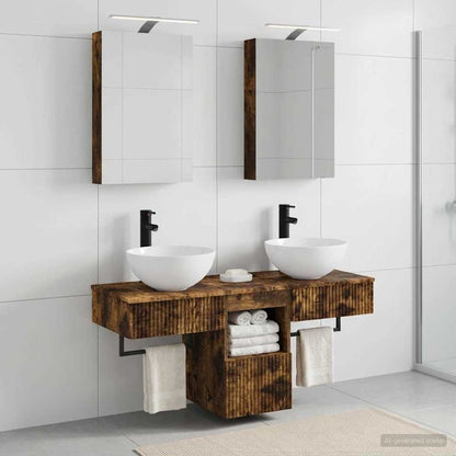Bathroom Cabinet Set 5 pcs Smoked Oak Engineered Wood