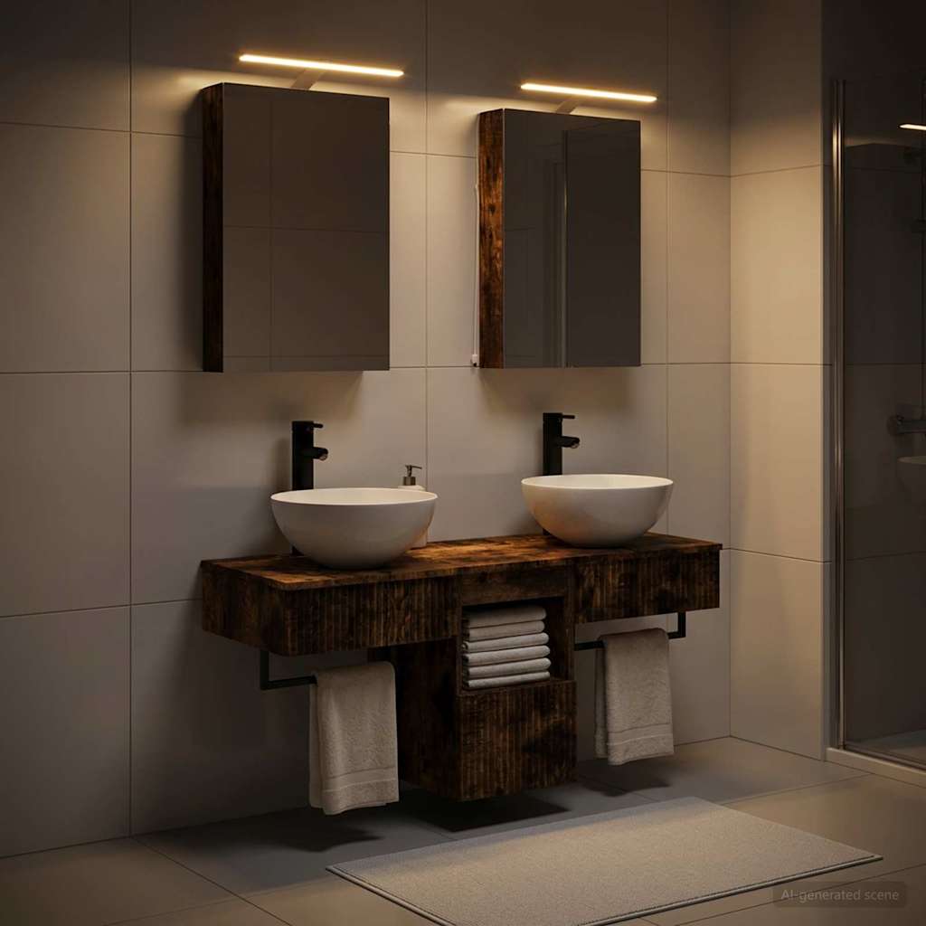 Bathroom Cabinet Set 5 pcs Smoked Oak Engineered Wood