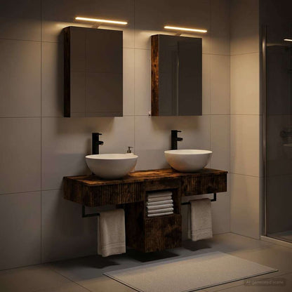 Bathroom Cabinet Set 5 pcs Smoked Oak Engineered Wood