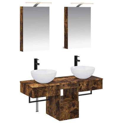 Bathroom Cabinet Set 5 pcs Smoked Oak 40 x 10.5 x 60.5 cm