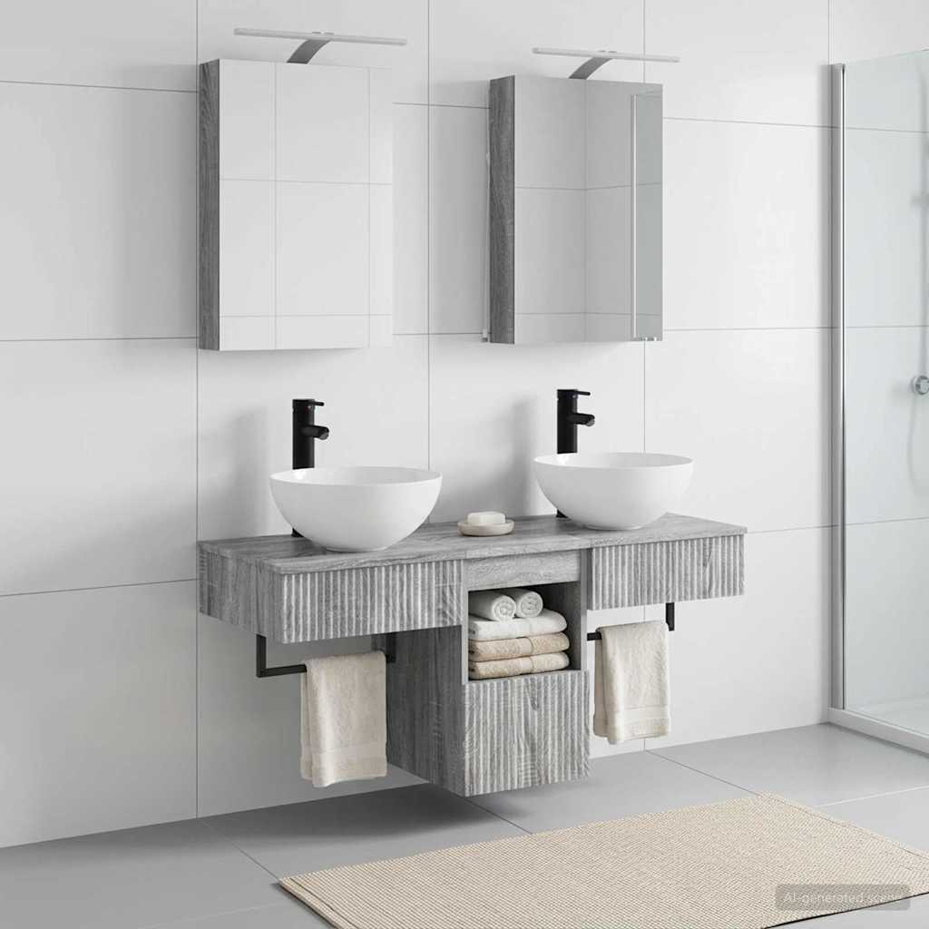 Bathroom Cabinet Set 5 pcs Grey Sonoma Engineered Wood