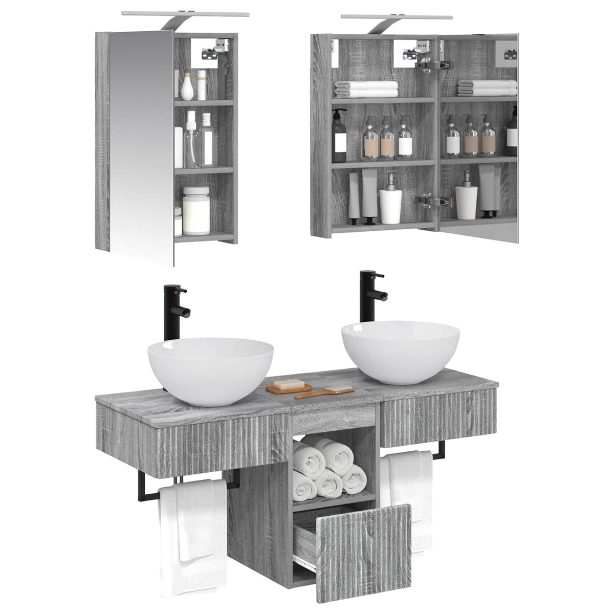 Bathroom Cabinet Set 5 pcs Grey Sonoma Engineered Wood