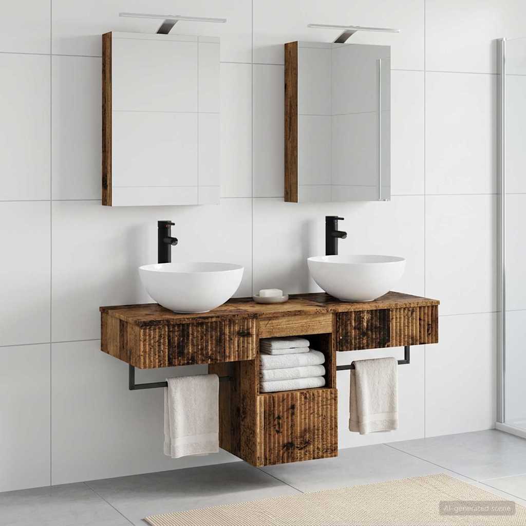 Bathroom Cabinet Set 5 pcs Old Wood Engineered Wood