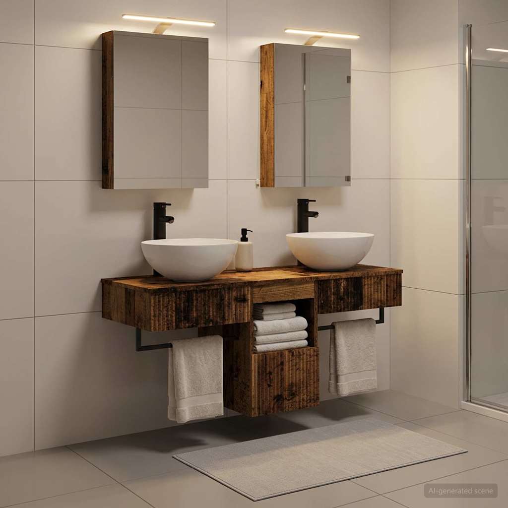 Bathroom Cabinet Set 5 pcs Old Wood Engineered Wood