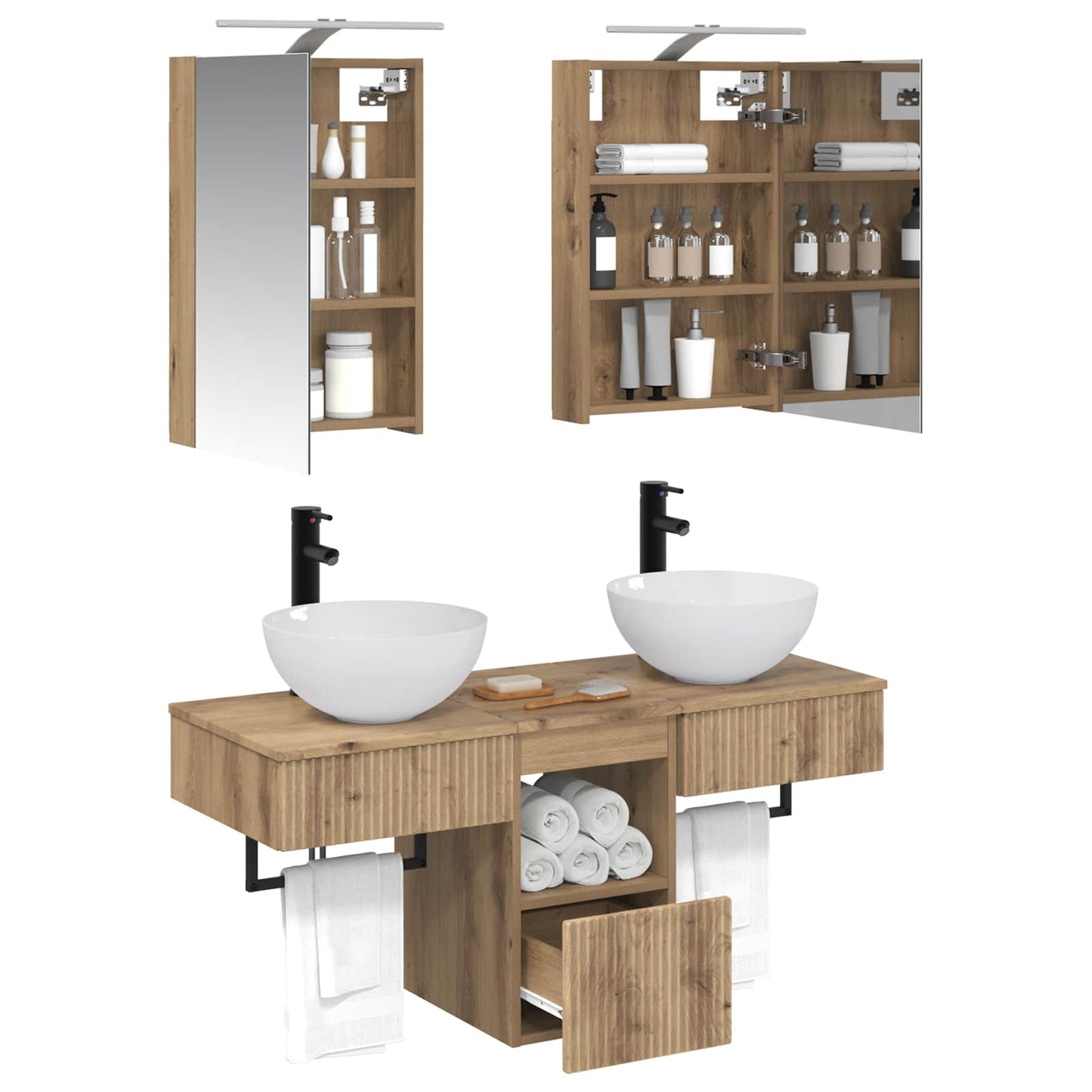 Bathroom Cabinet Set 5 pcs Artisan Oak Engineered Wood