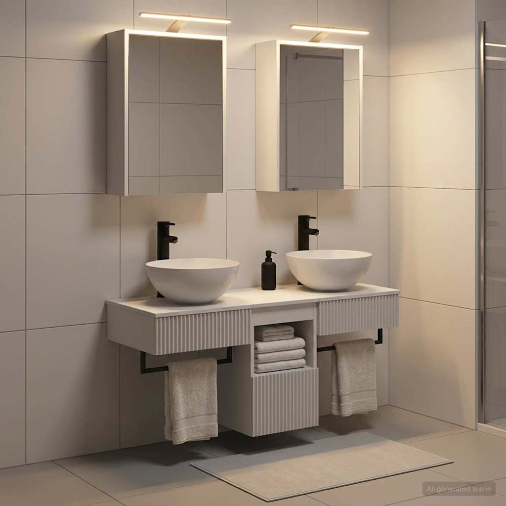 Bathroom Cabinet Set 5 pcs White Engineered Wood