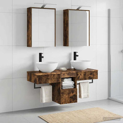 Bathroom Cabinet Set 5 pcs Smoked Oak Engineered Wood