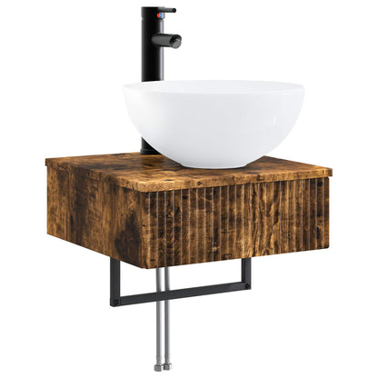 Bathroom Cabinet Set 5 pcs Smoked Oak 43 x 16 x 62.5 cm
