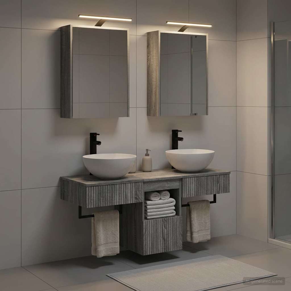 Bathroom Cabinet Set 5 pcs Grey Sonoma Engineered Wood