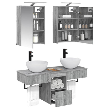 Bathroom Cabinet Set 5 pcs Grey Sonoma 43 x 16 x 62.5 cm