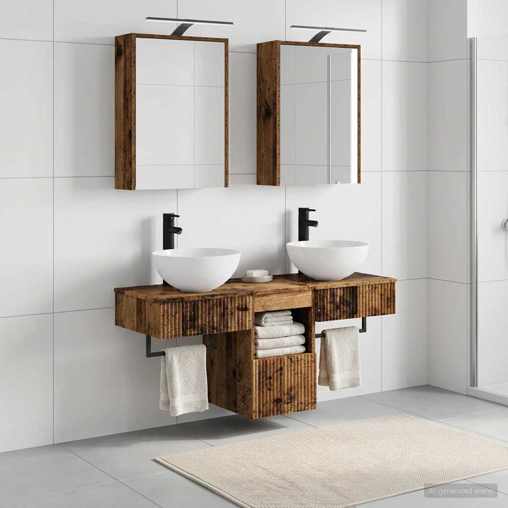 Bathroom Cabinet Set 5 pcs Old Wood Engineered Wood