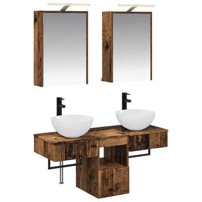 Bathroom Cabinet Set 5 pcs Old Wood 43 x 16 x 62.5 cm
