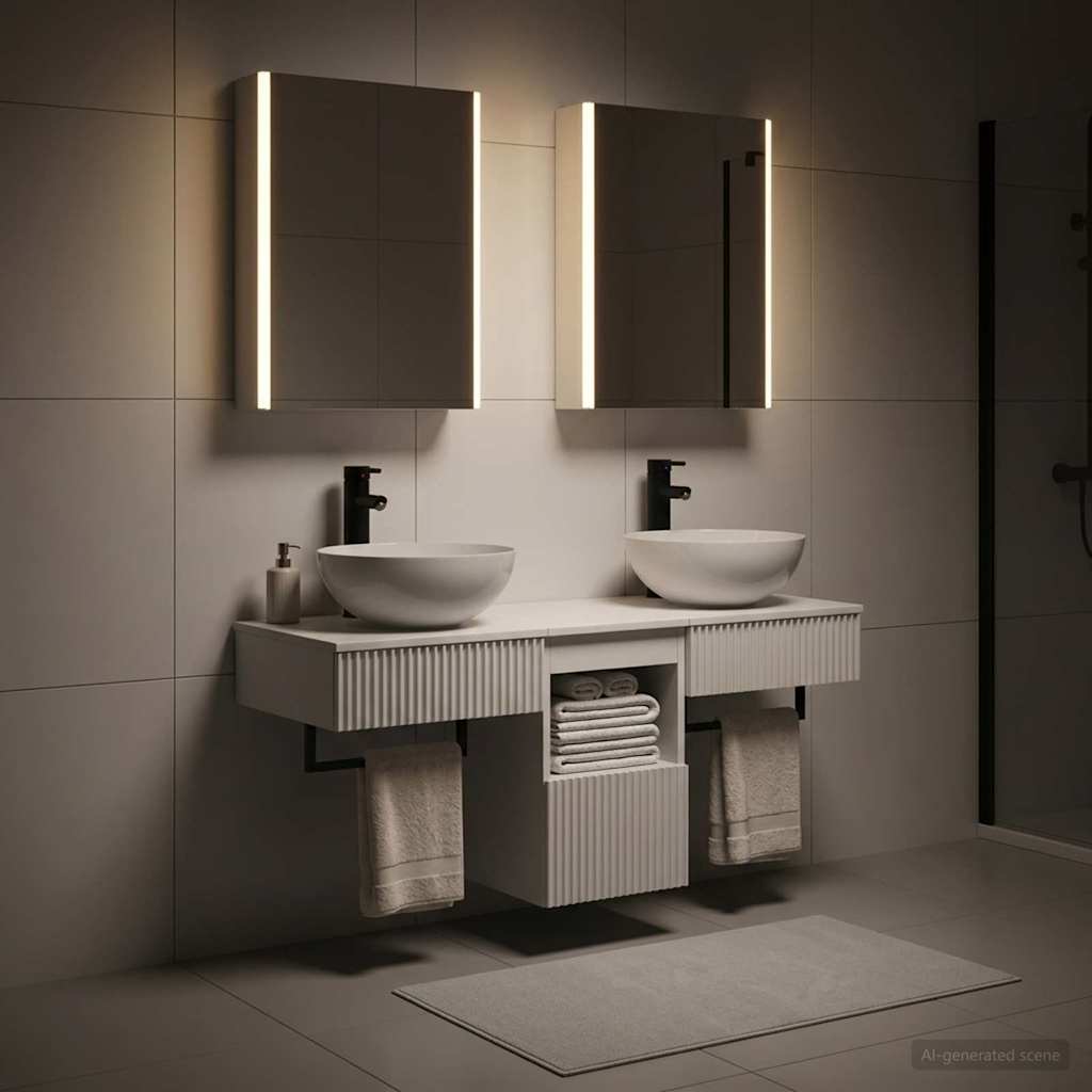 Bathroom Cabinet Set 5 pcs White Engineered Wood