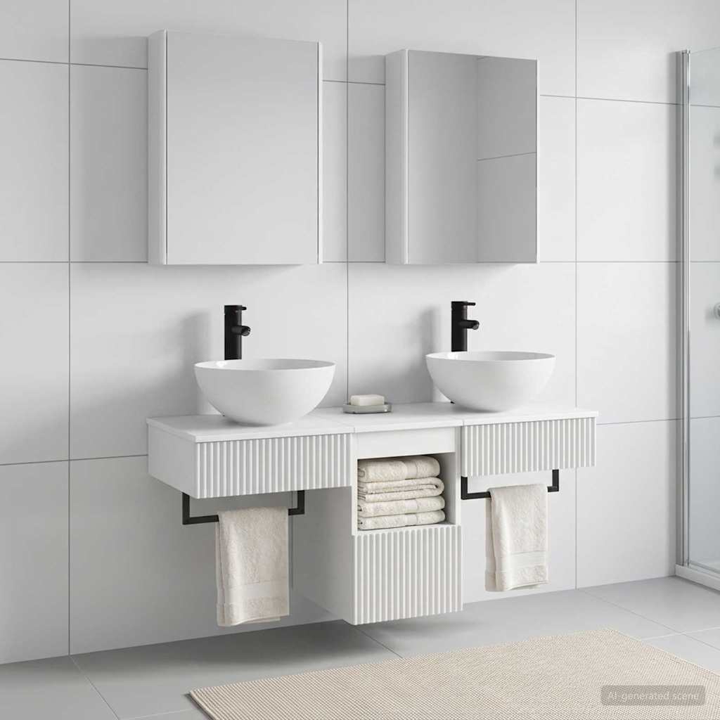 Bathroom Cabinet Set 5 pcs White Engineered Wood