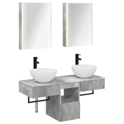 Bathroom Cabinet Set 5 pcs Concrete Grey 43 x 11.5 x 60.5 cm