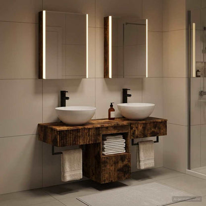 Bathroom Cabinet Set 5 pcs Smoked Oak Engineered Wood
