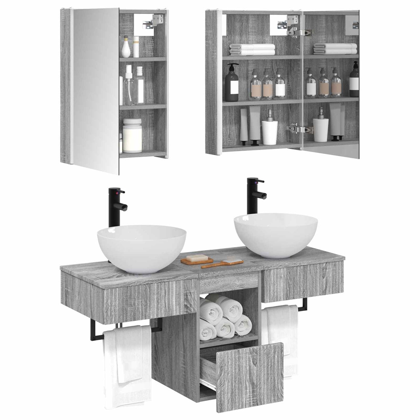 Bathroom Cabinet Set 5 pcs Grey Sonoma Engineered Wood