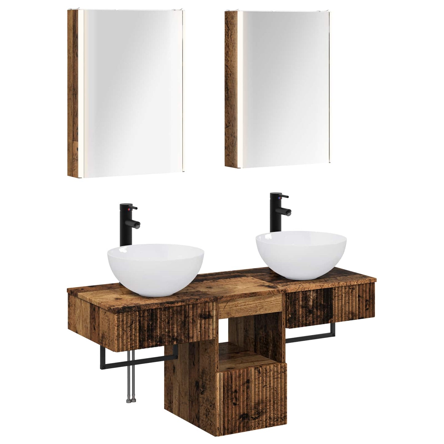 Bathroom Cabinet Set 5 pcs Old Wood 43 x 11.5 x 60.5 cm