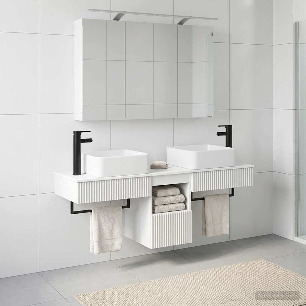 Bathroom Cabinet Set 4 pcs White Engineered Wood