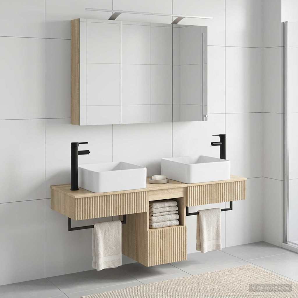 Bathroom Cabinet Set 4 pcs Sonoma Oak Engineered Wood