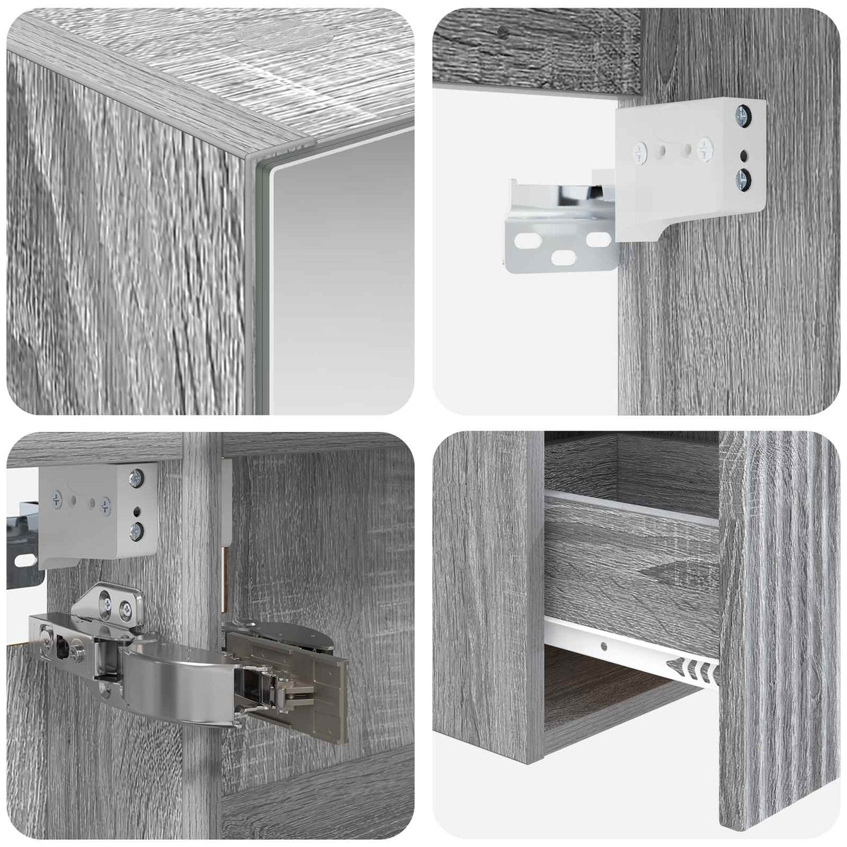Bathroom Cabinet Set 4 pcs Grey Sonoma Engineered Wood