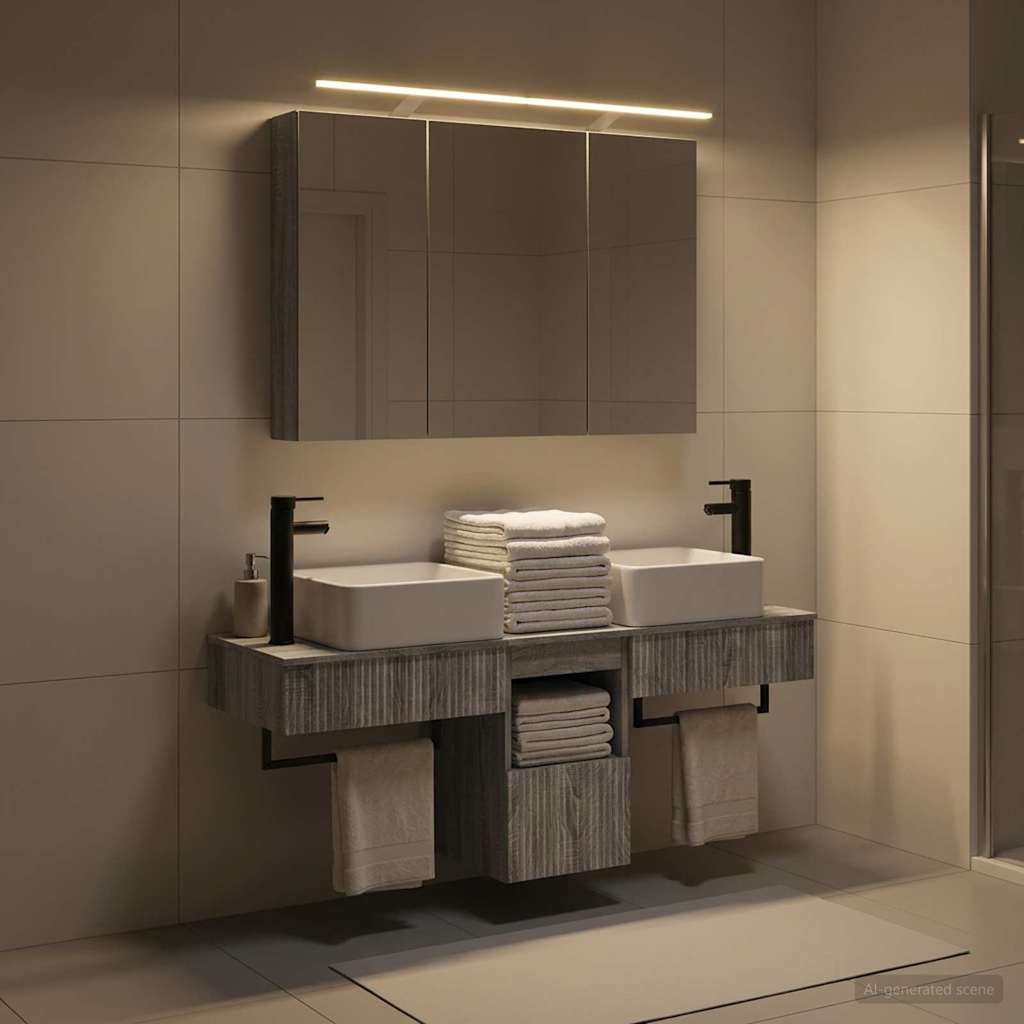 Bathroom Cabinet Set 4 pcs Grey Sonoma Engineered Wood