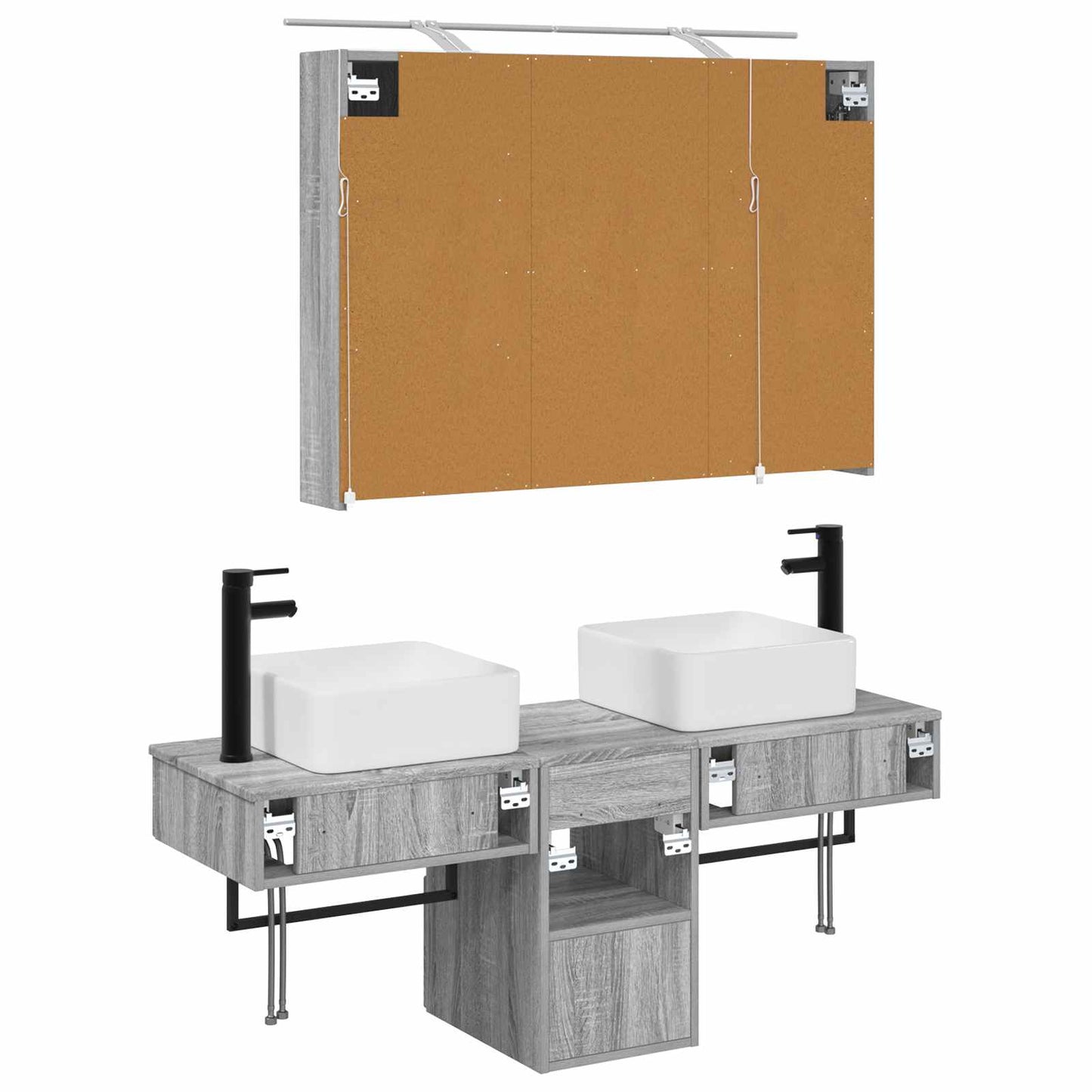 Bathroom Cabinet Set 4 pcs Grey Sonoma 100 x 14.5 x 70 cm