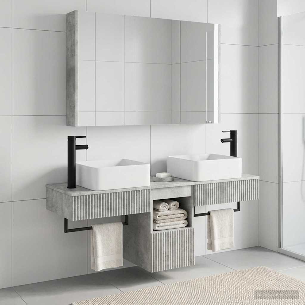 Bathroom Cabinet Set 4 pcs Concrete Grey Engineered Wood