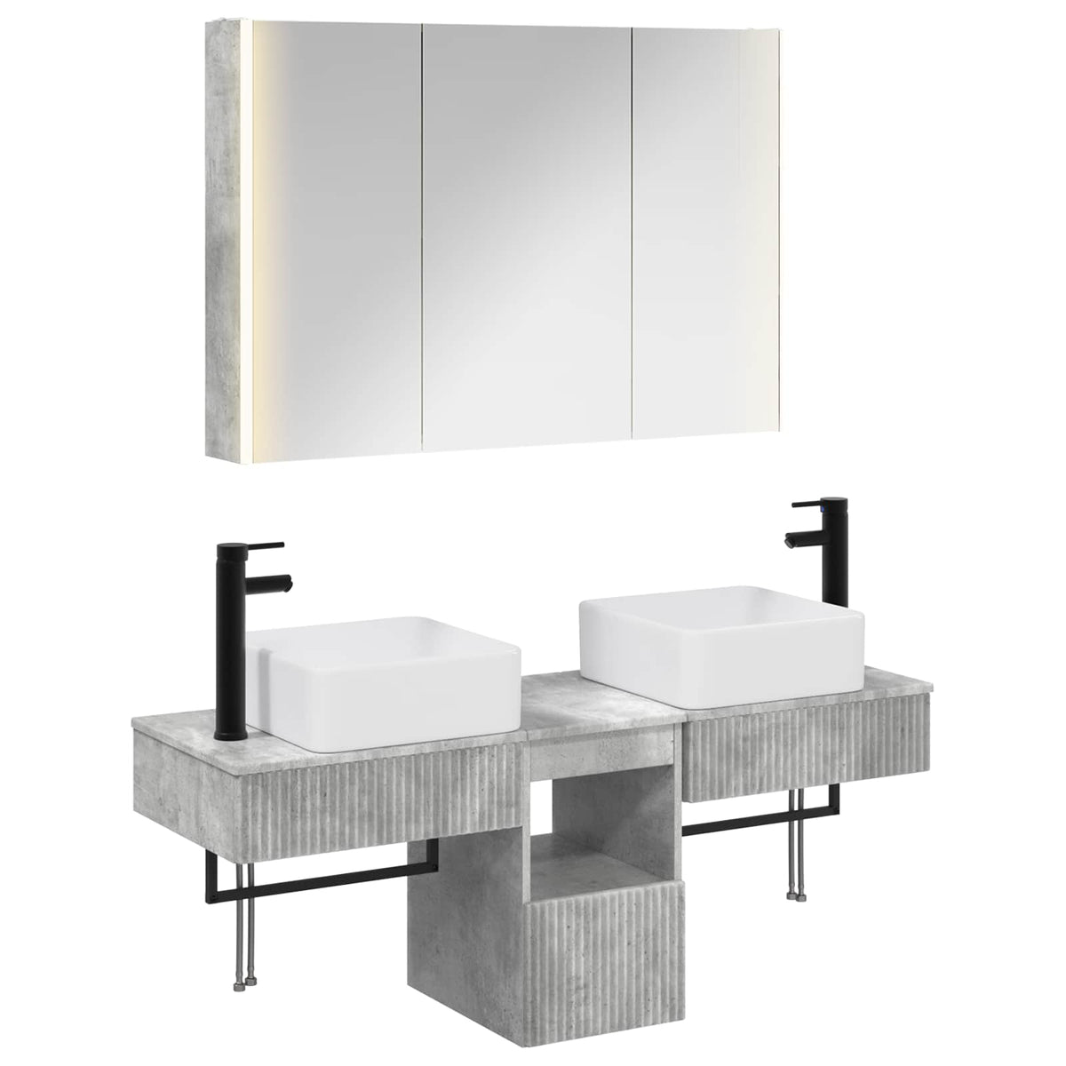 Bathroom Cabinet Set 4 pcs Concrete Grey Engineered Wood