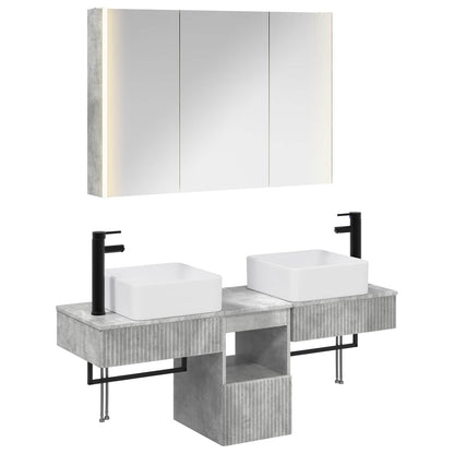 Bathroom Cabinet Set 4 pcs Concrete Grey Engineered Wood