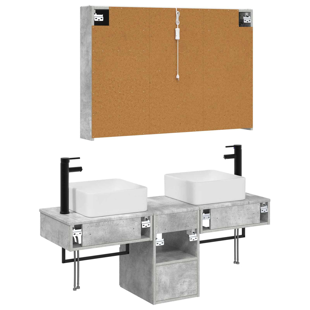 Bathroom Cabinet Set 4 pcs Concrete Grey Engineered Wood