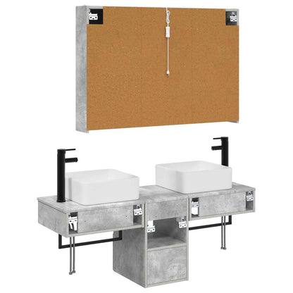 Bathroom Cabinet Set 4 pcs Concrete Grey Engineered Wood